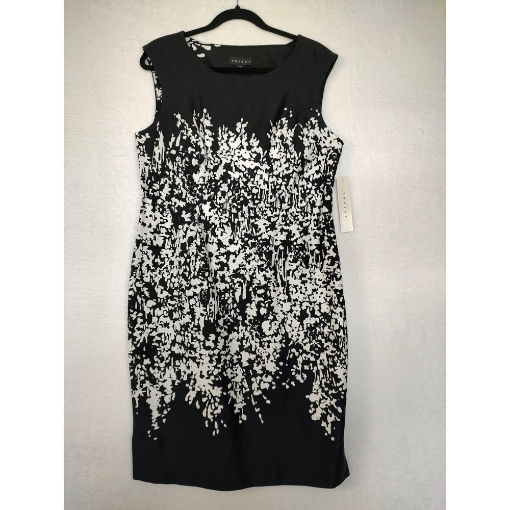 Tribal‎ Speckled Dress Black And White Size 10 NWT